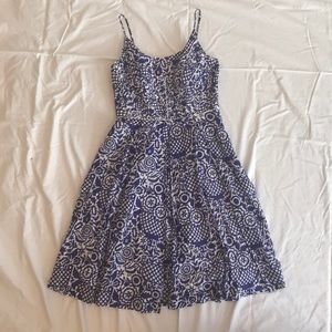 Tory Burch Blue and White Patterned Sundress