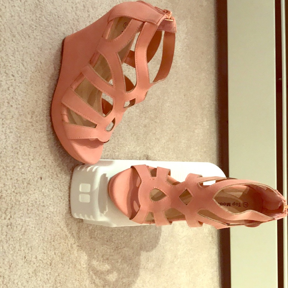 Pink wedge sandals