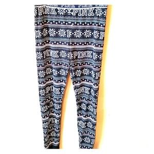 Pink Winter Pattern Sleeping Pants in Black