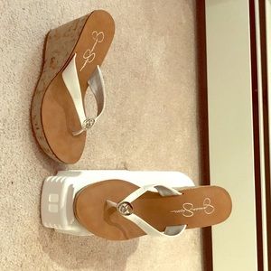 Jessica Simpson white thong sandals