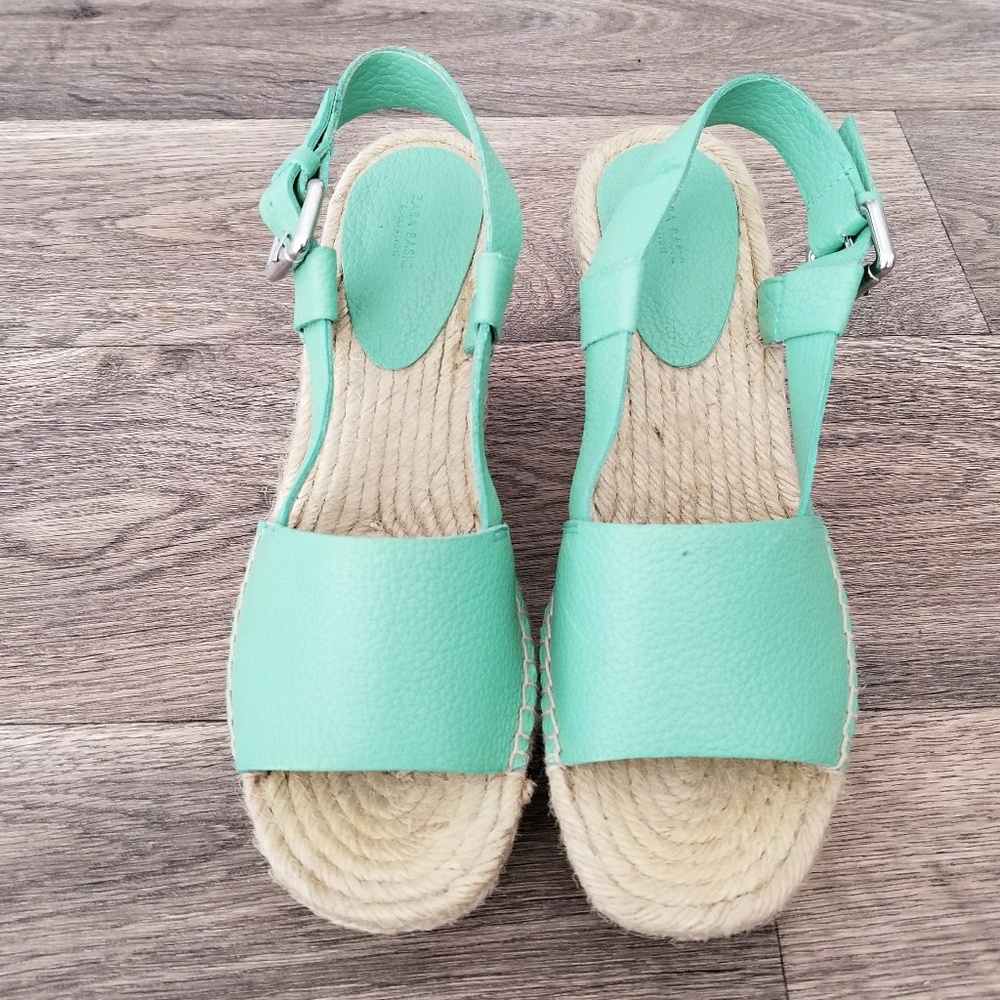 Zara green wedges