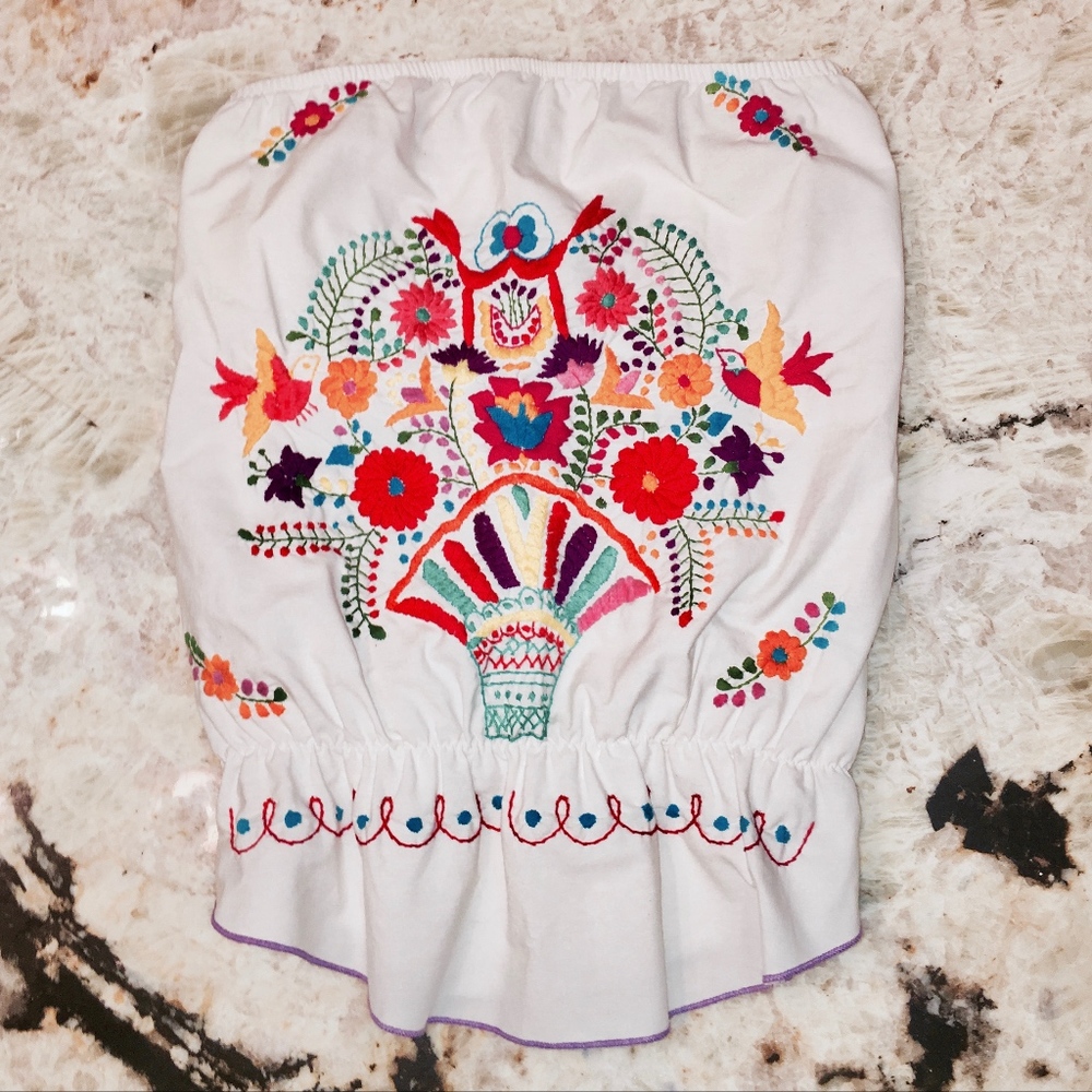 Authentic Mexican Embroidered Strapless Shirt