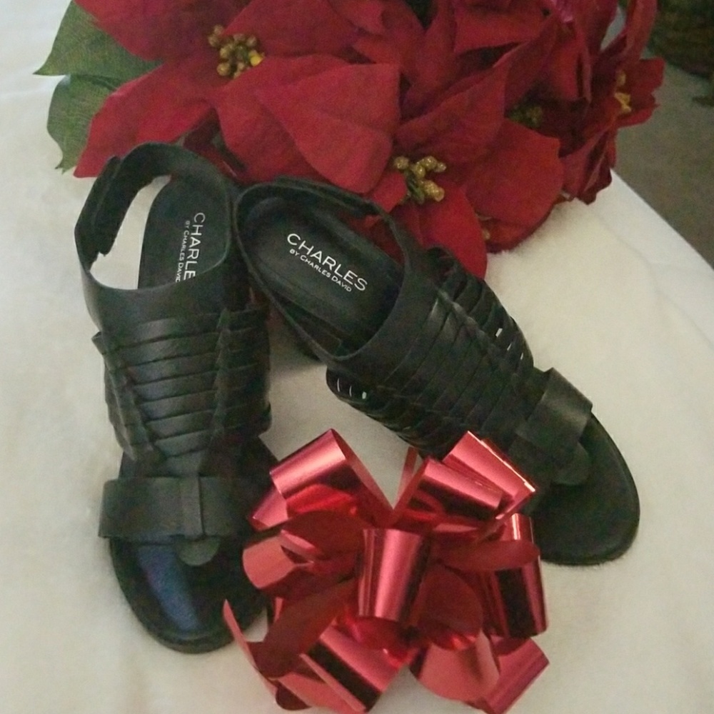 Charles by Charles David Black Leather Heels