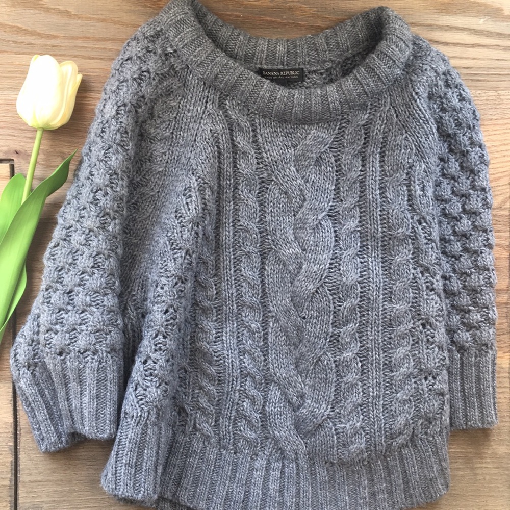 BANANA REPUBLIC Size M-Italian Wool Gray Sweater