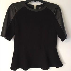 Ted Baker black shirt with leather sleeves.