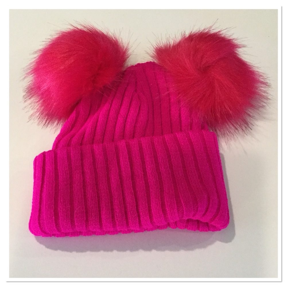 Fuchsia Pom Pom Beanie