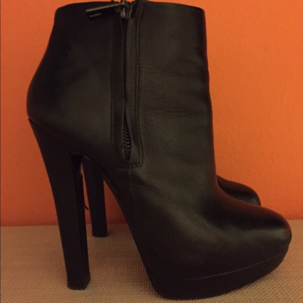 Zara black leather booties