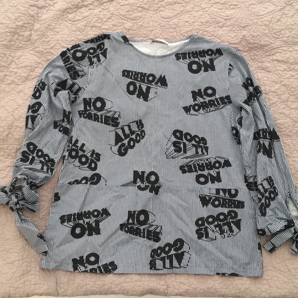 Zara CONTRASTING POPLIN T-SHIRT