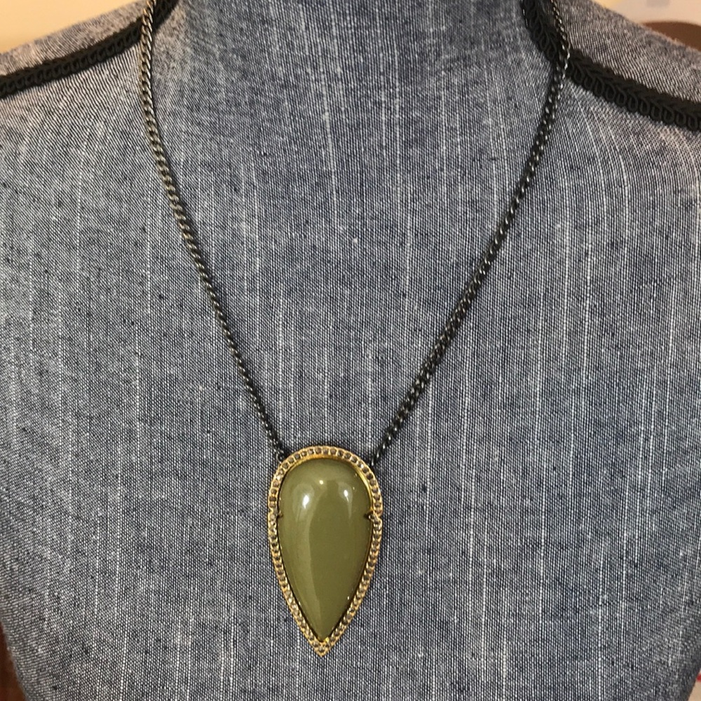 Big olive green stone necklace