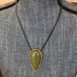 Big olive green stone necklace