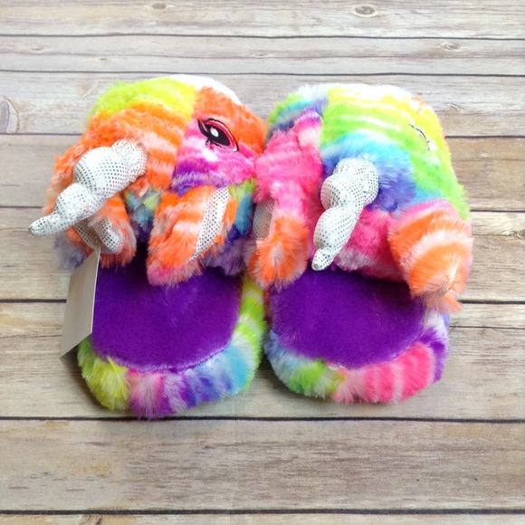 Unicorn houseshoes with rainbow stripes - Picture 2 of 5