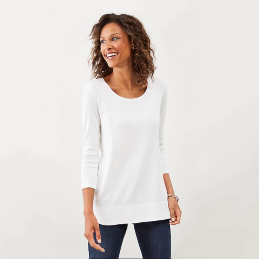 3/4 Sleeve Pima Cotton Scoop Neck Top