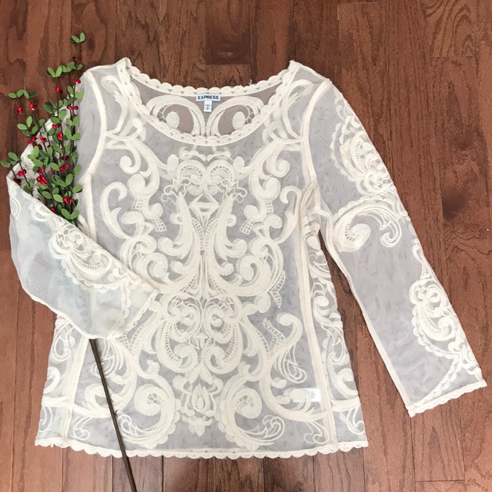 Cream sheer dress top