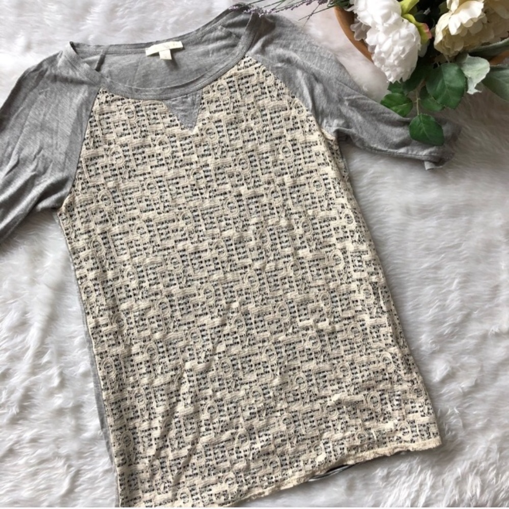 Anthropologie Lace overlay Long Sleeve Tee NWOT
