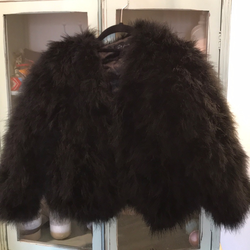 Black feather jacket, size M, formal