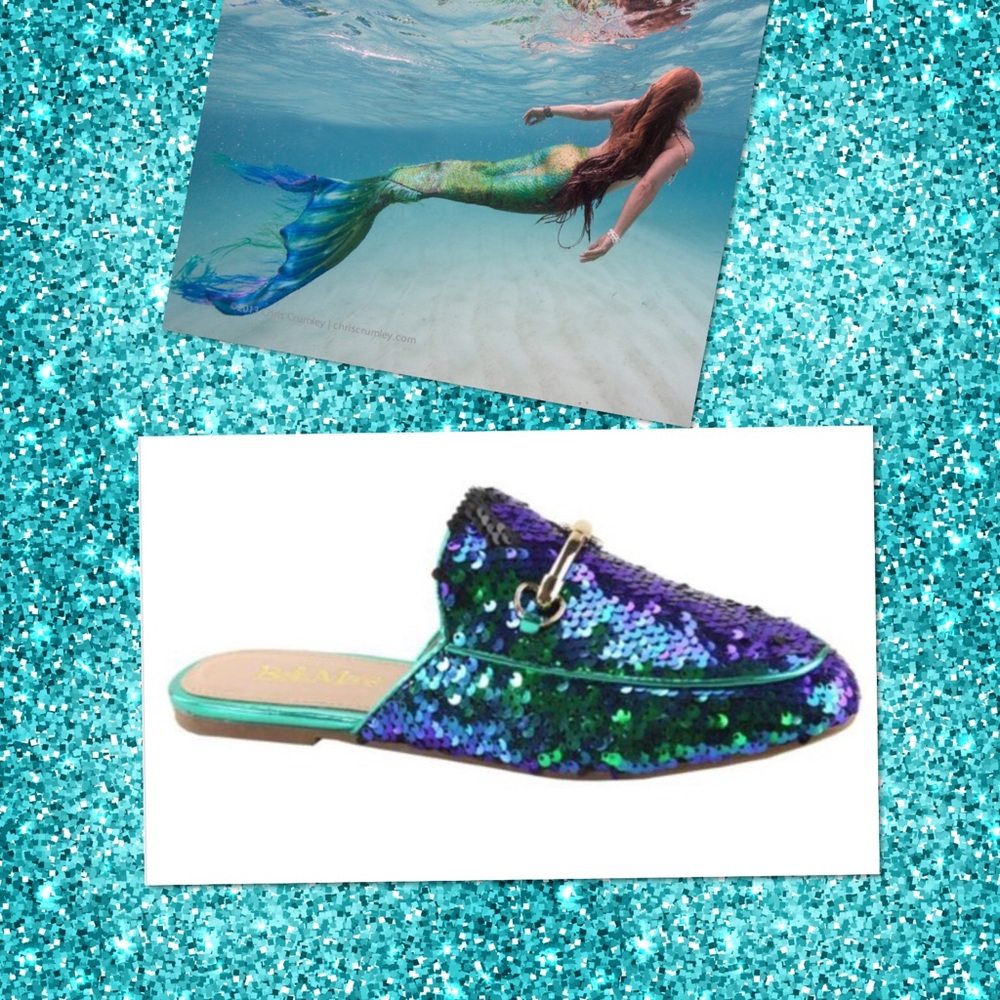 Last 1 Mermaid Sequin mule 8.5 run small, size up - Picture 4 of 4
