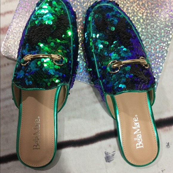 Last 1 Mermaid Sequin mule 8.5 run small, size up - Picture 2 of 4