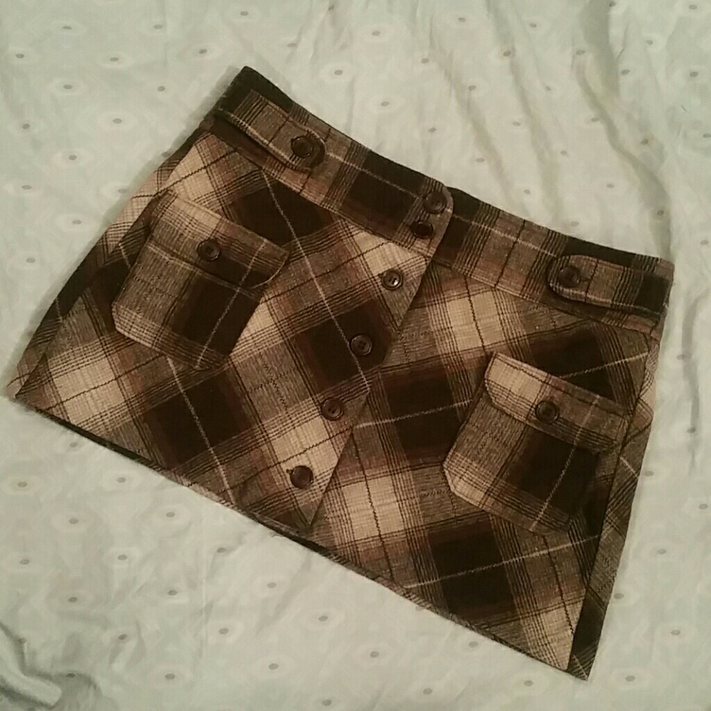 Poetry Clothing plaid button down mini skirt