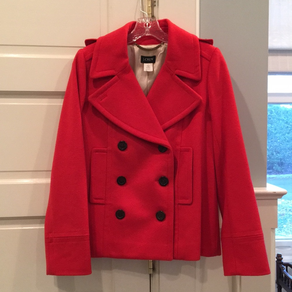 J. Crew Red Wool Peacoat