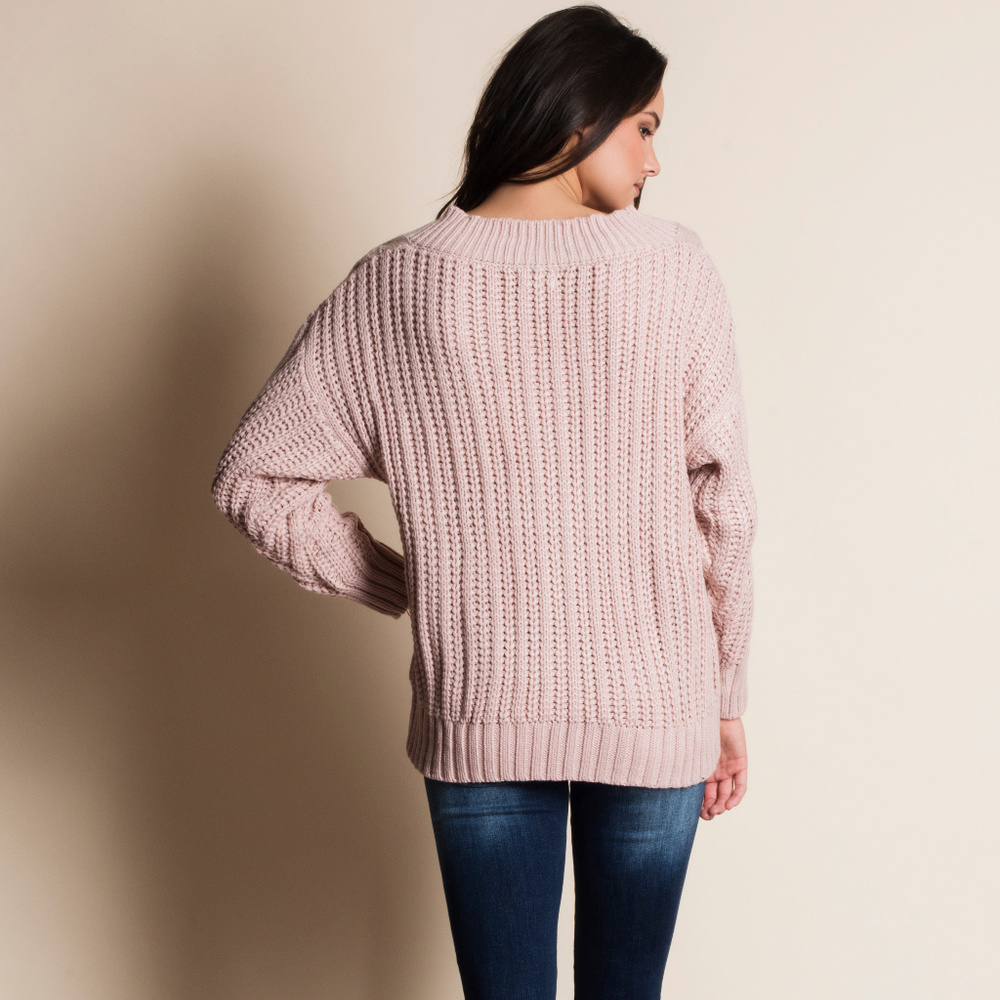 Cable Knit V neck Sweater - Picture 3 of 3
