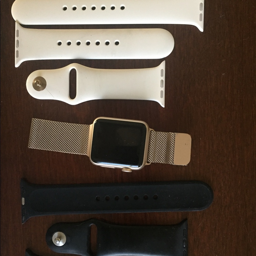 38mm Apple Watch in gold with antique white band