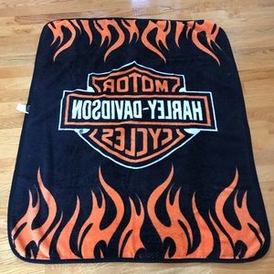 Harley-Davidson Orange Flames Fleece Throw