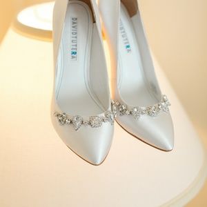 David Tutera satin fabric heels