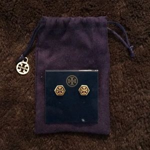 Tory Burch hexagon logo earrings