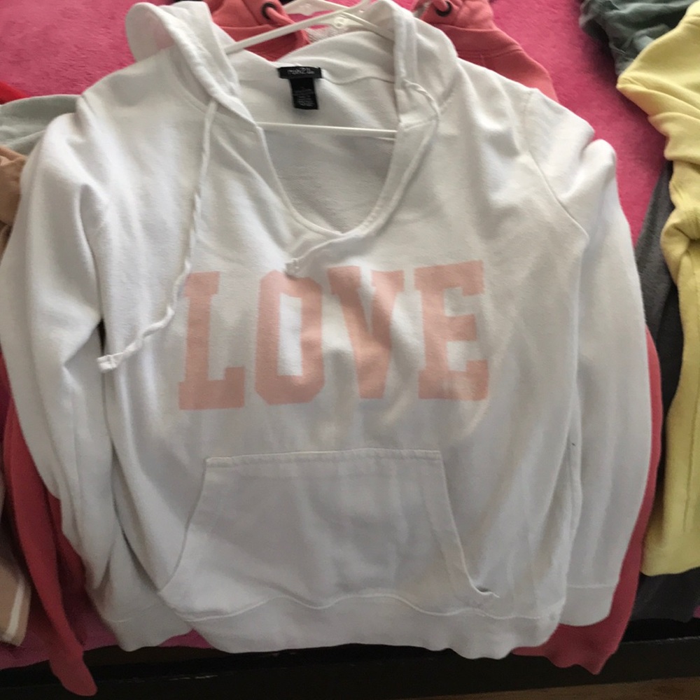 Small white LOVE hoodie 💗