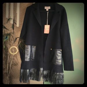 Anthropologie studded black fringe sweater!