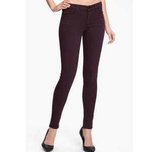 J Brand Plum Super Skinny Luxe Sateen 24