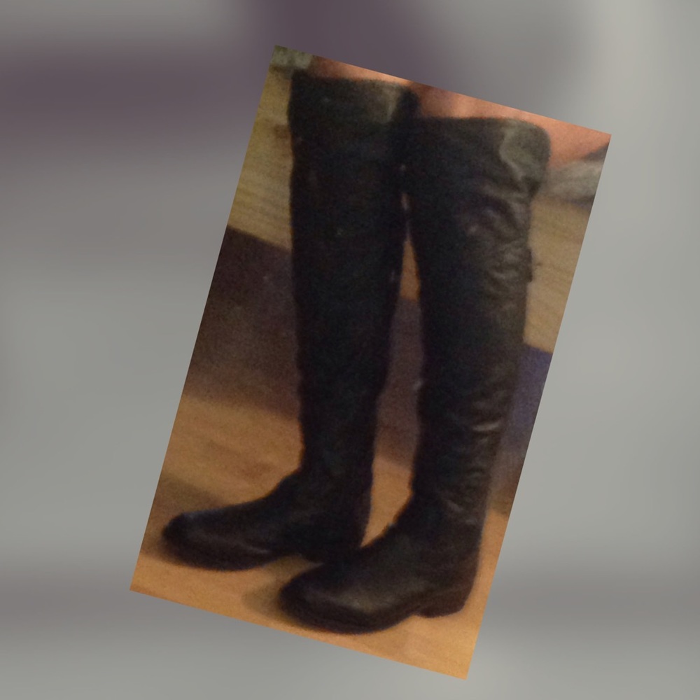 SOLD Black Leather Over The Knee Boots 8.5