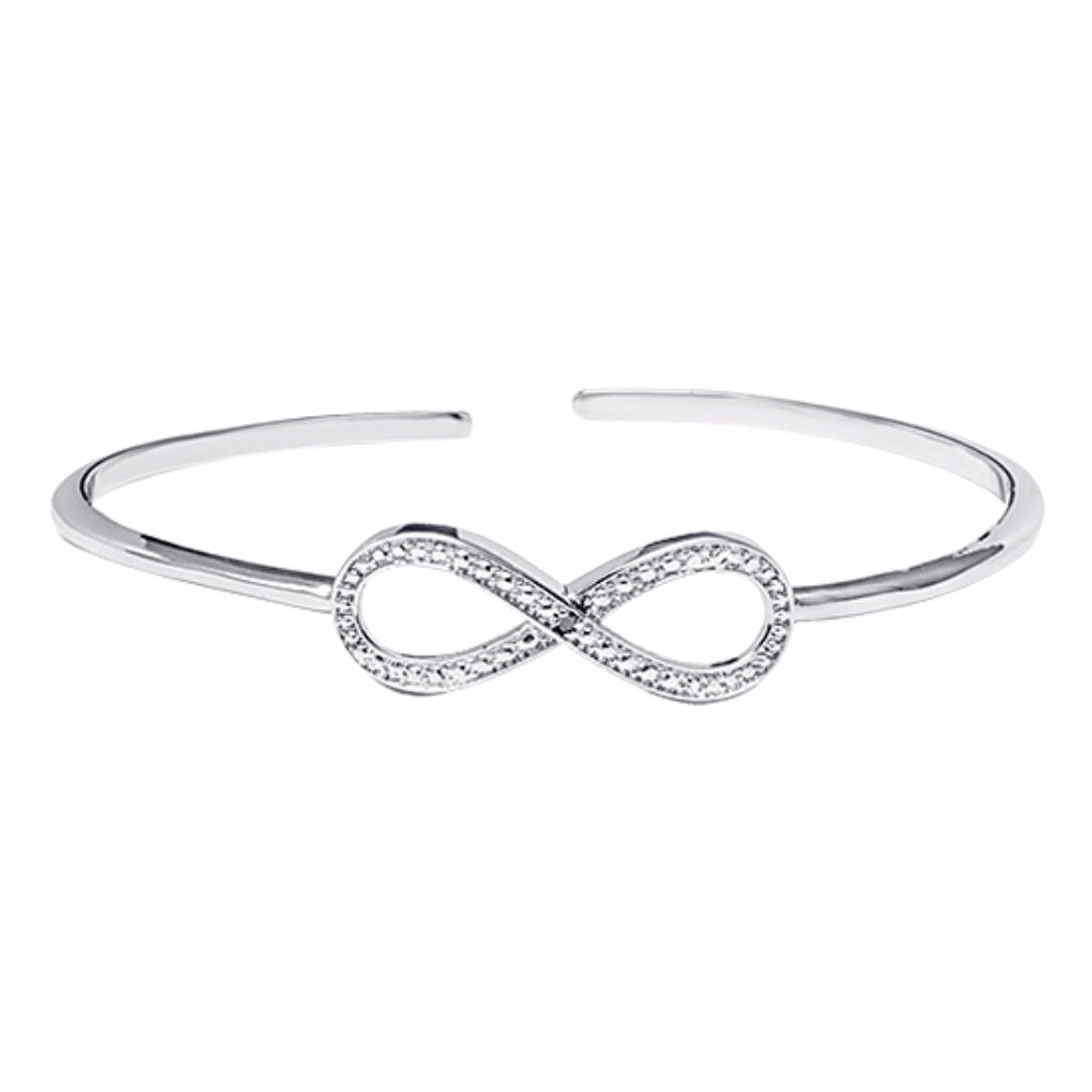 Diamond & Silvertone Infinity Cuff - NWOT