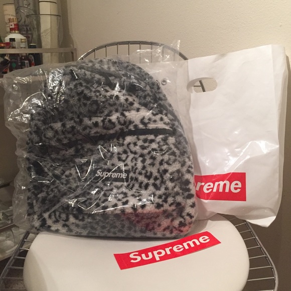 Supreme Handbags - Supreme Backpack leopard fleece black and white