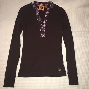 Tory Burch ribbed tunic top ikat collar XS