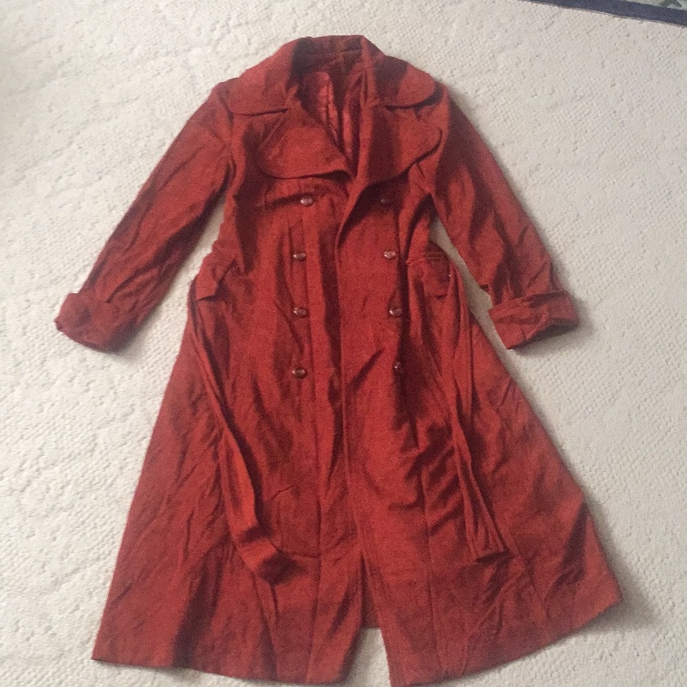 Burt orange trench coat with matching scarf