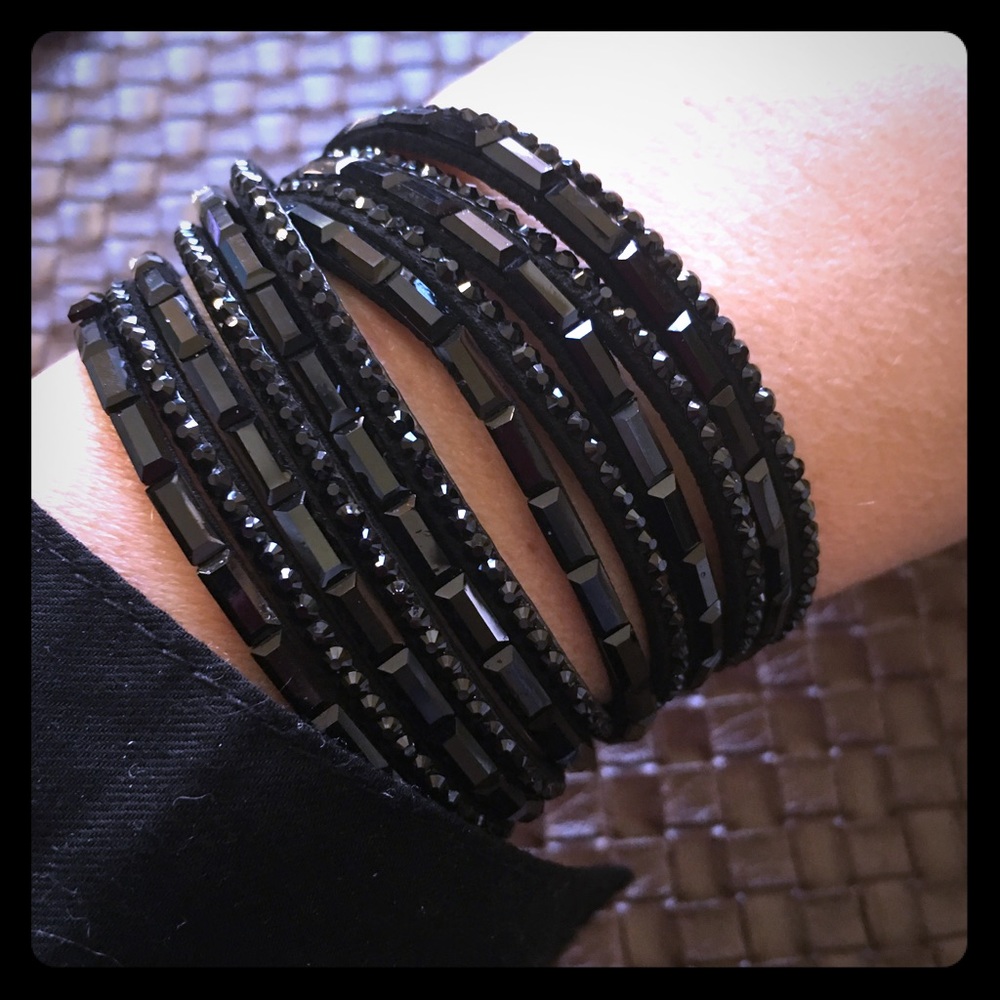 NWT black beaded multiple strands wrap bracelet
