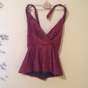 Red Striped Halter Top