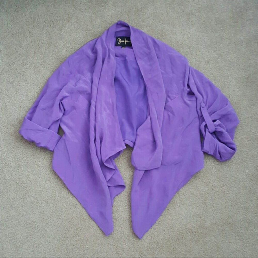 Yumi Kim purple silk shrug/cape/open cardigan