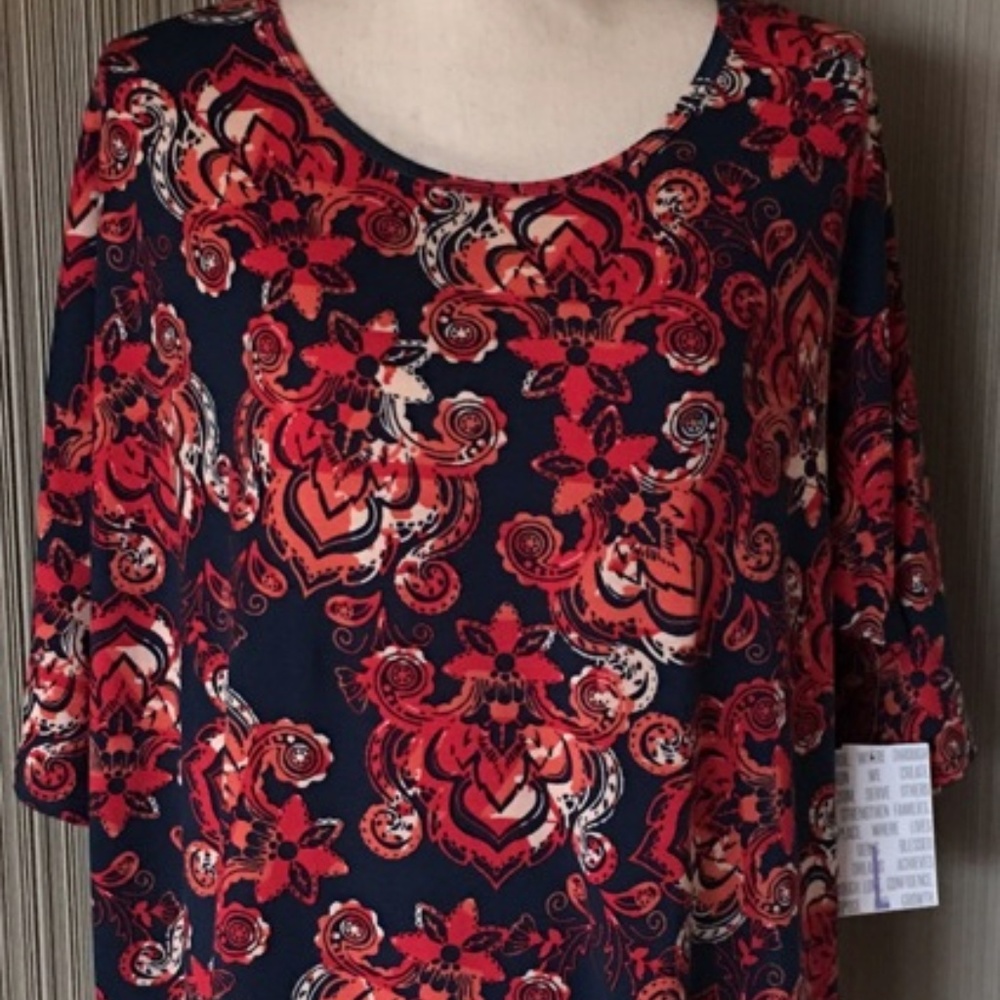 NWT Lularoe Irma Tunic Fleur de Lis Inspired Large