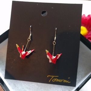Red Origami Crane Earrings - NWT
