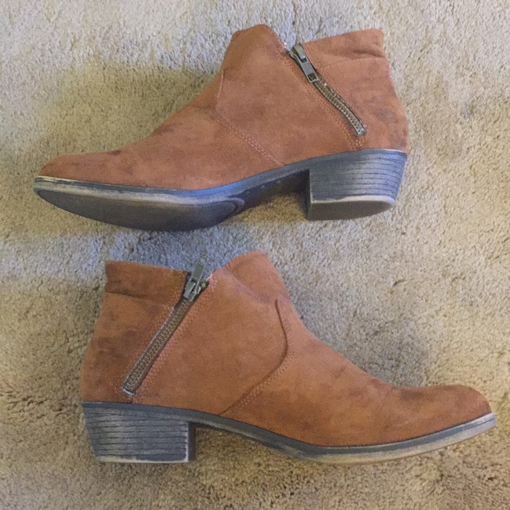 Brown suede booties