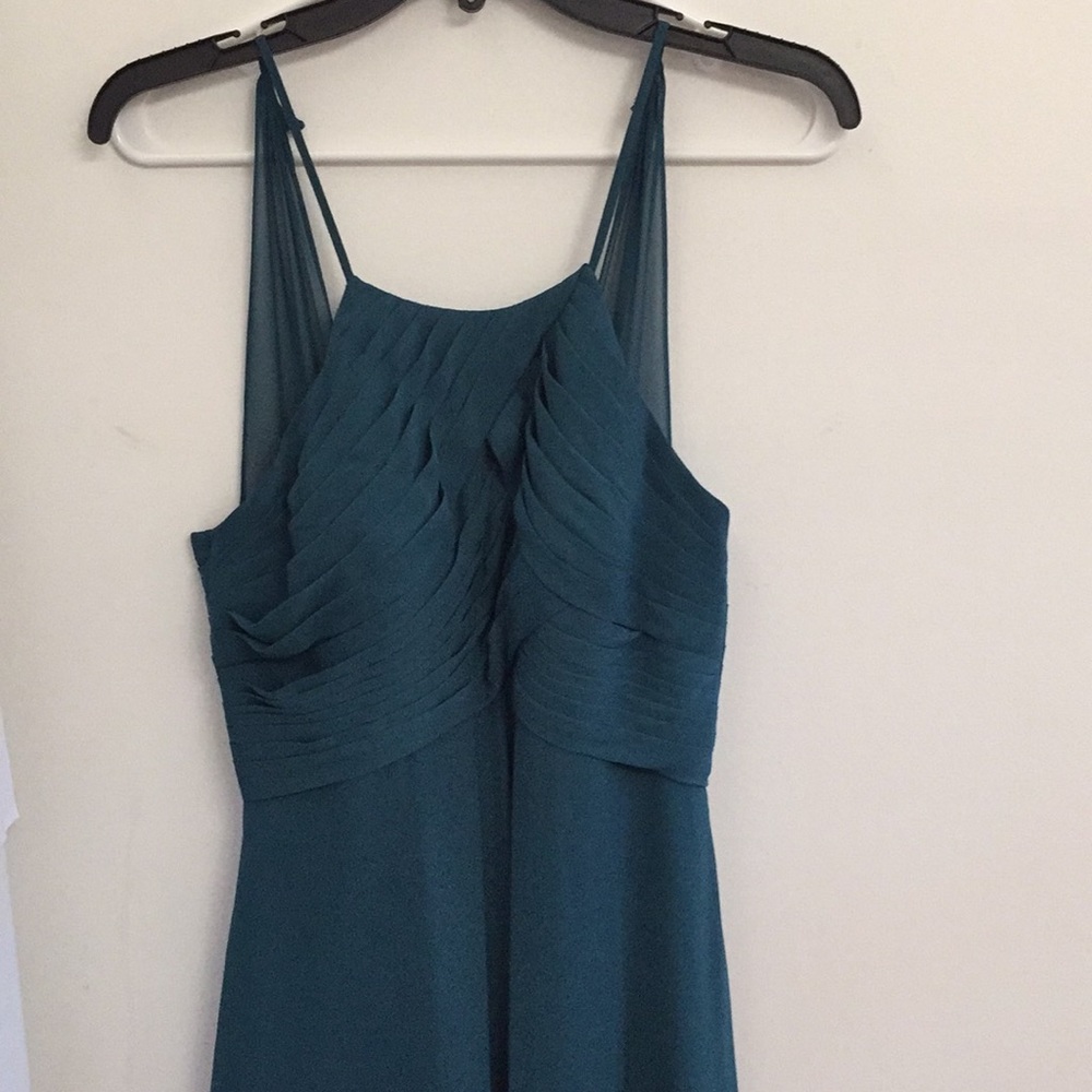 Peacock long bridesmaid/prom dress