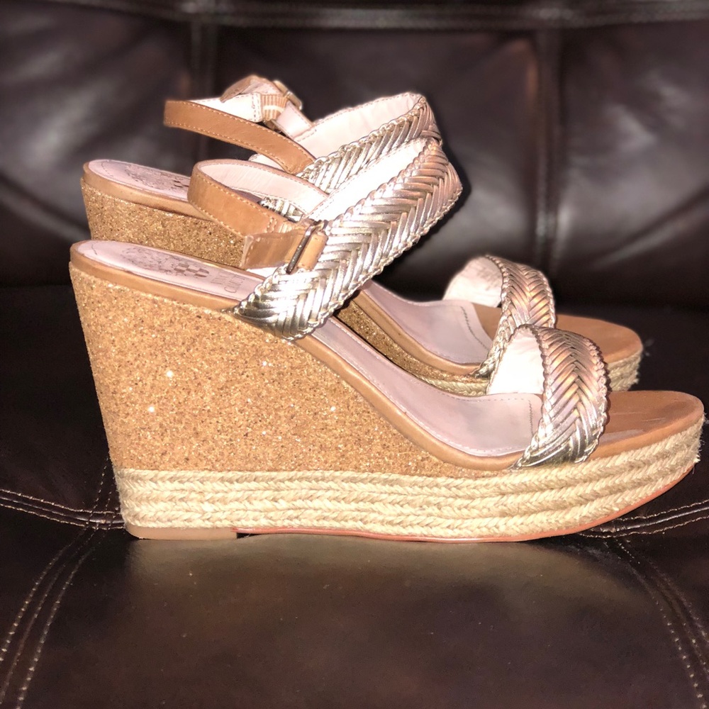Vince Camuto Gold Wedges