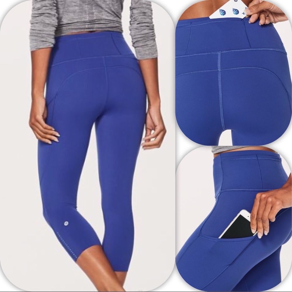 NWT BLUE LULULEMON FAST & FREE CROP -- Size 4 - Picture 2 of 8