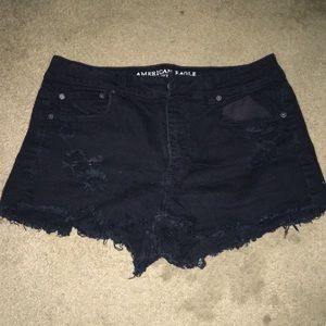 High waist, distressed jean shorts
