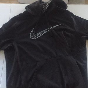 Black with camo Nike sign hoodie
