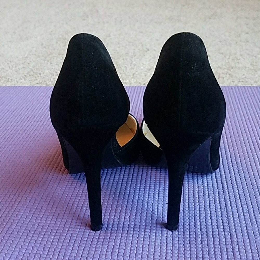 Black suede heels size 7 US.