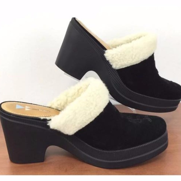 Daniblack Shoes - Daniblack suede shearling lined clogs slide shoes