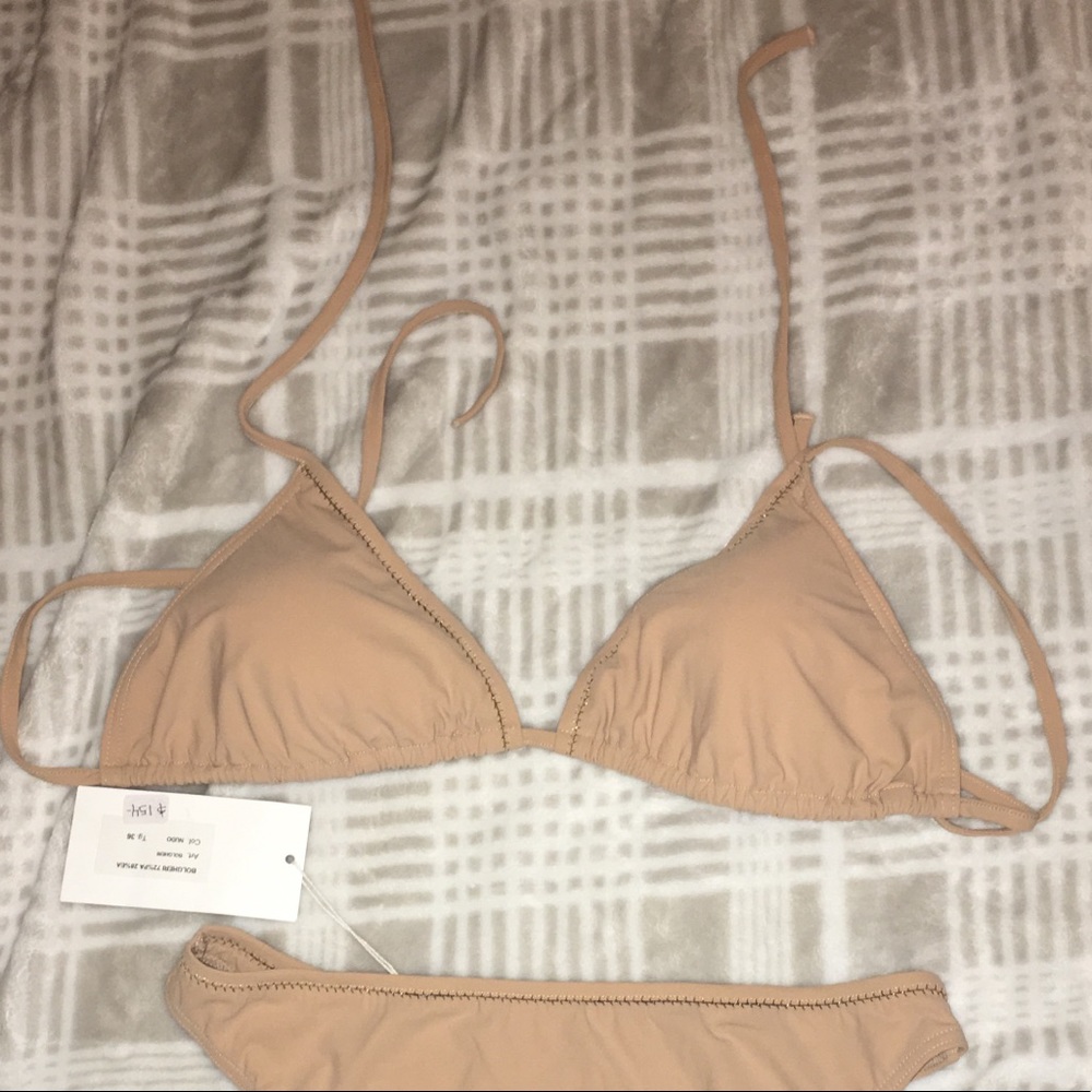 NWOT Tooshie Padded Triangle Top in Nude, Size 40